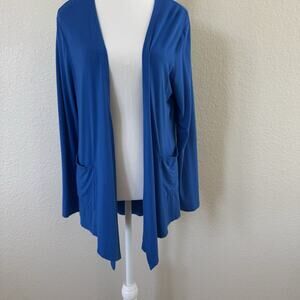 Town Cat Sweater Cardigan Long Sleeve Royal Blue Womens Size Small Open Front